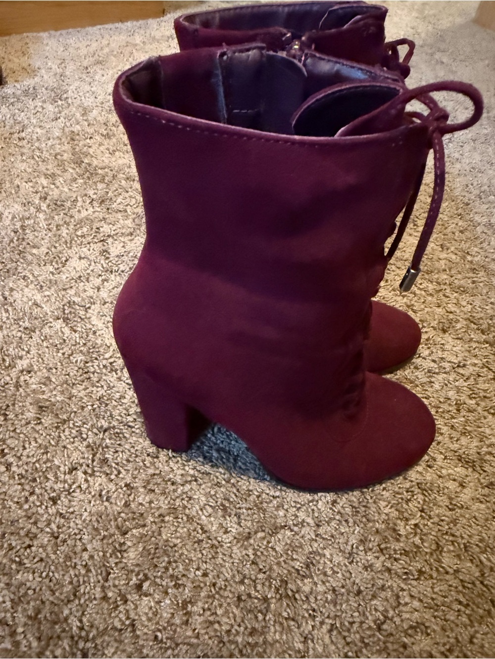 Carlos by Carlos Santana Women's Wine Lace-Up Block Heel Ankle Boots